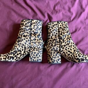 J. Crew Leopard Print Ankle Boots in Tan and Black